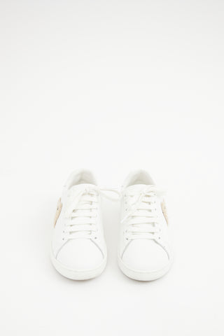 Palm Angels White Leather Embroidered Sneaker