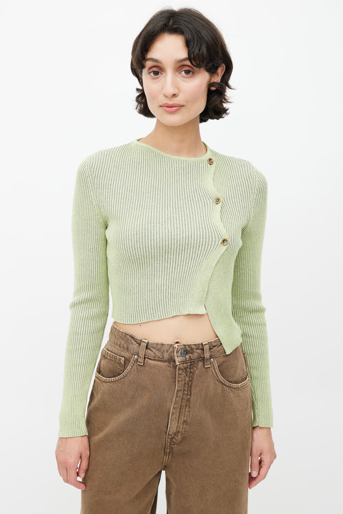 Paloma Wool Green Asymmetrical Ribbed Top
