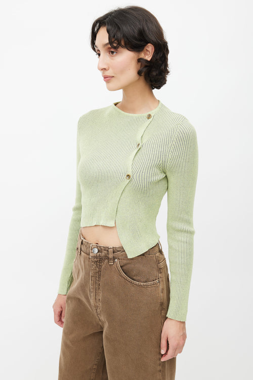 Paloma Wool Green Asymmetrical Ribbed Top