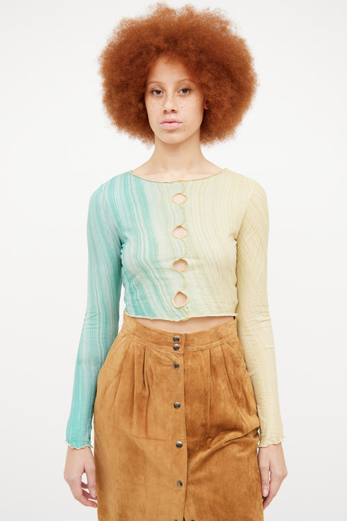 Paloma Wool Green & Blue Cut Out Top