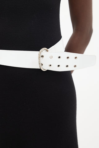 Paloma Wool White Crackled Leather Belt