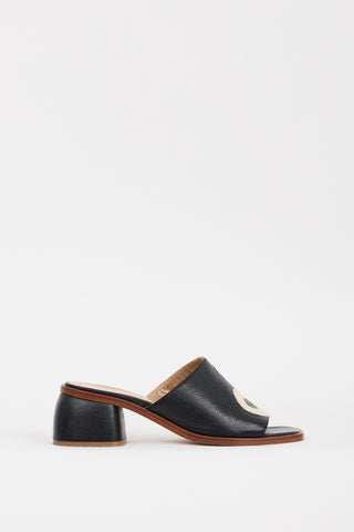 Paloma Wool Black & Cream Leather Balance Yin Yang Mule