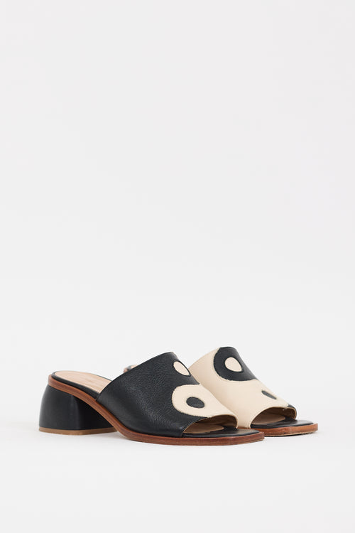Paloma Wool Black & Cream Leather Balance Yin Yang Mule