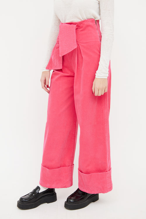 Paper Pink High Waisted Corduroy Trousers