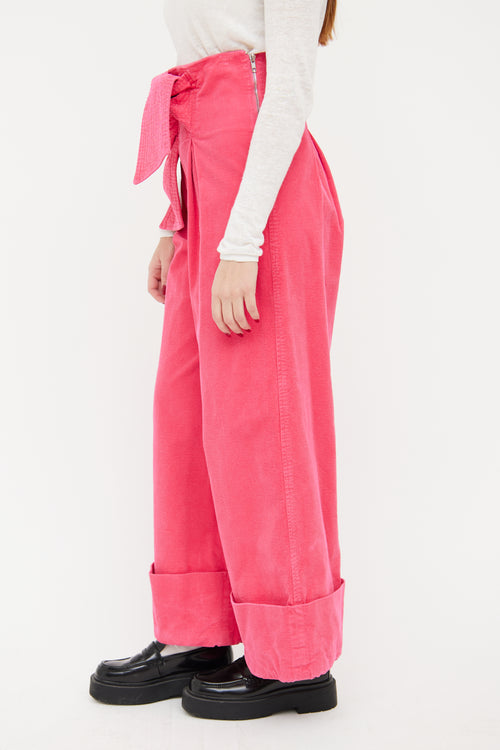 Paper Pink High Waisted Corduroy Trousers