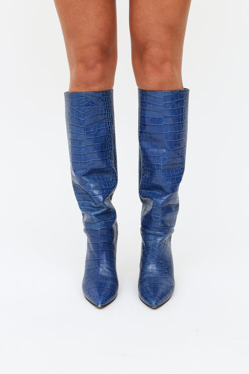 Paris Texas Blue Embossed Leather Boots