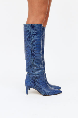 Paris Texas Blue Embossed Leather Boots