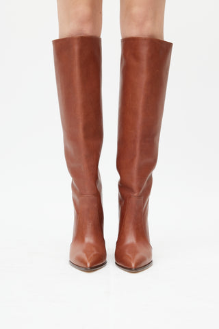 Paris Texas Brown Leather Knee High Boot