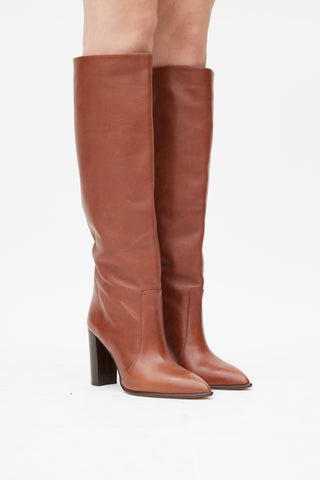Paris Texas Brown Leather Knee High Boot
