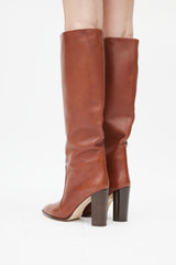 Paris Texas Brown Leather Knee High Boot
