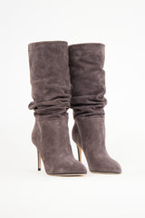 Paris Texas Dark Grey Suede Scruchy Boot