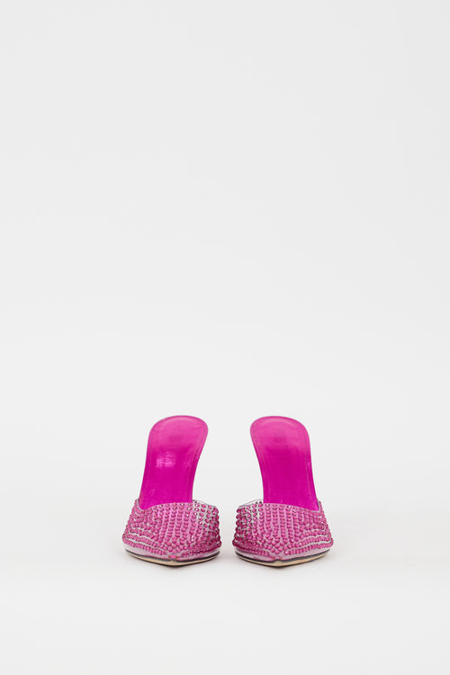 Paris Texas Fuchsia Rhinestone & PVC Hollywood Mule