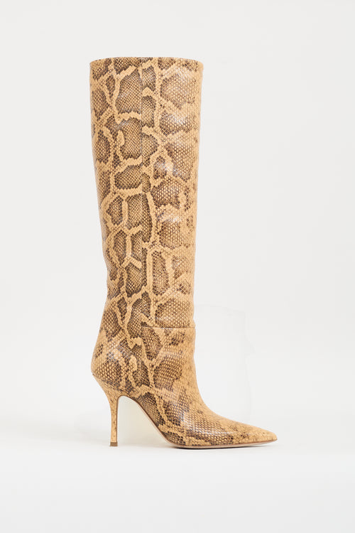 Paris Texas Beige Printed Leather Mama Wide High Boot