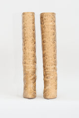 Paris Texas Beige Printed Leather Mama Wide High Boot