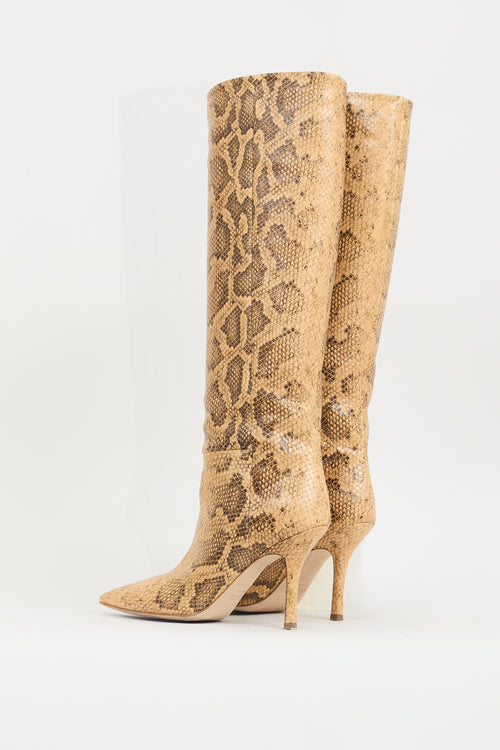 Paris Texas Beige Printed Leather Mama Wide High Boot
