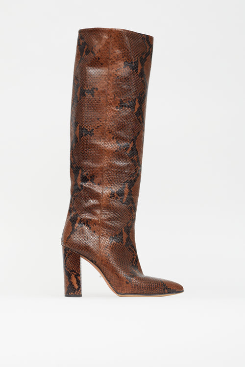 Paris Texas Brown & Black Textured Leather High Heeled Boot