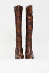 Paris Texas Brown & Black Textured Leather High Heeled Boot
