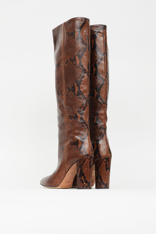 Paris Texas Brown & Black Textured Leather High Heeled Boot