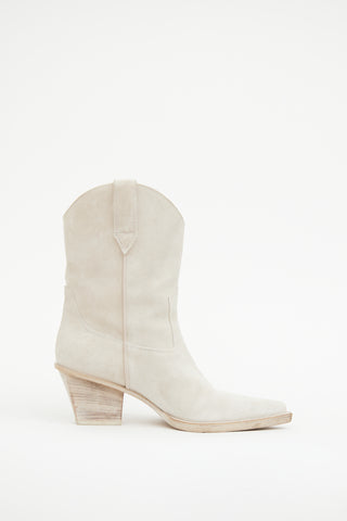 Paris Texas Cream Suede Short Cowboy Boot