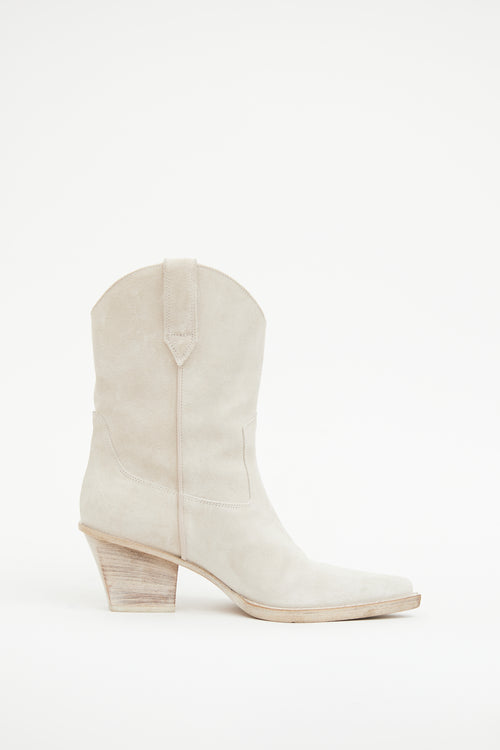 Paris Texas Cream Suede Short Cowboy Boot