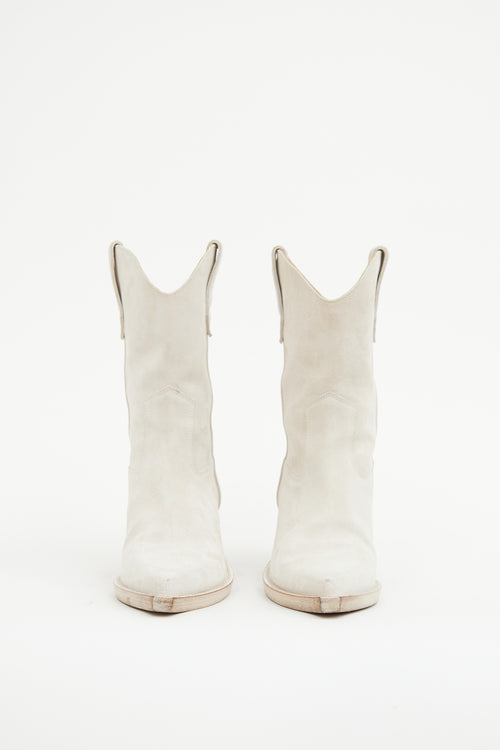 Paris Texas Cream Suede Short Cowboy Boot