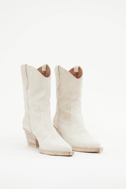 Paris Texas Cream Suede Short Cowboy Boot