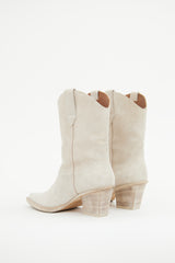 Paris Texas Cream Suede Short Cowboy Boot
