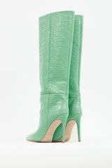 Paris Texas Green Embossed Leather Heeled Boot