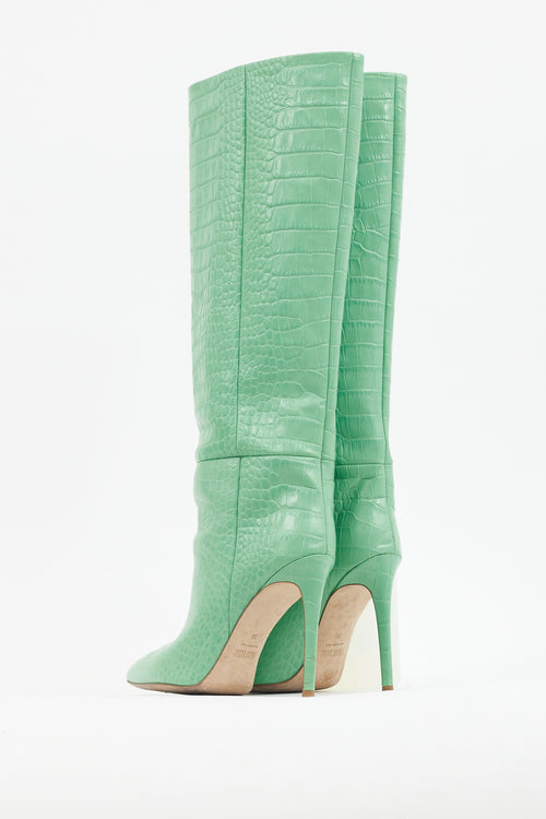 Paris Texas Green Embossed Leather Heeled Boot