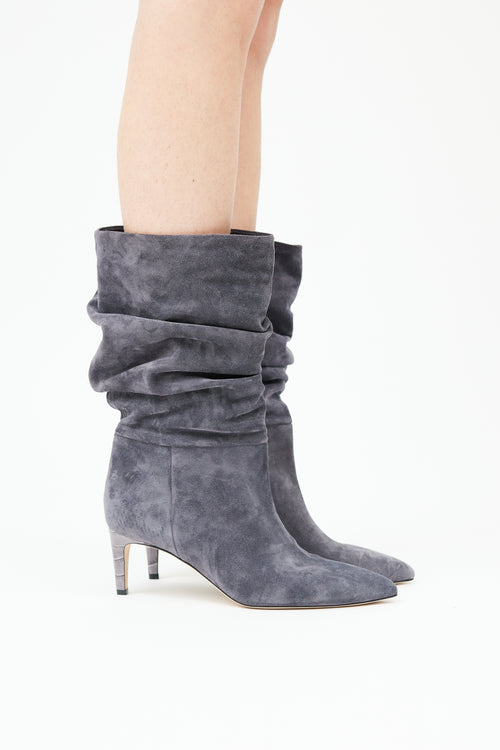  Grey Suede Scrunched Boot