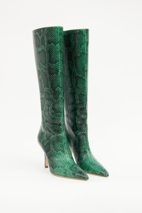 Paris Texas Green Embossed Leather Boot