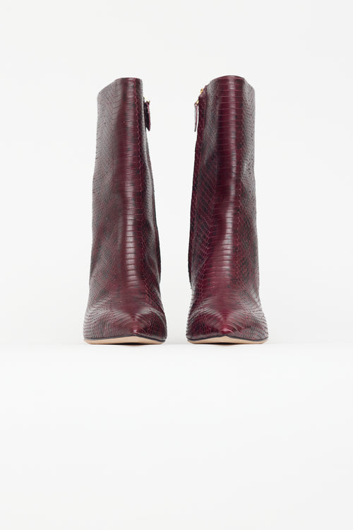 Paris Texas Burgundy Embossed Leather Heeled Boot