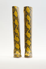 Paris Texas Yellow & Black Embossed Leather Block Heel Boot