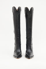Paris Texas Black Embossed Cowboy Boot