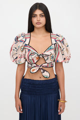 Patbo Cropped Floral Tie Top