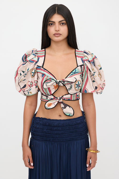 Patbo Cropped Floral Tie Top