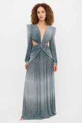 Patbo Metallic Plissé Cutout Dress
