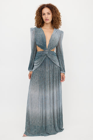 Patbo Metallic Plissé Cutout Dress