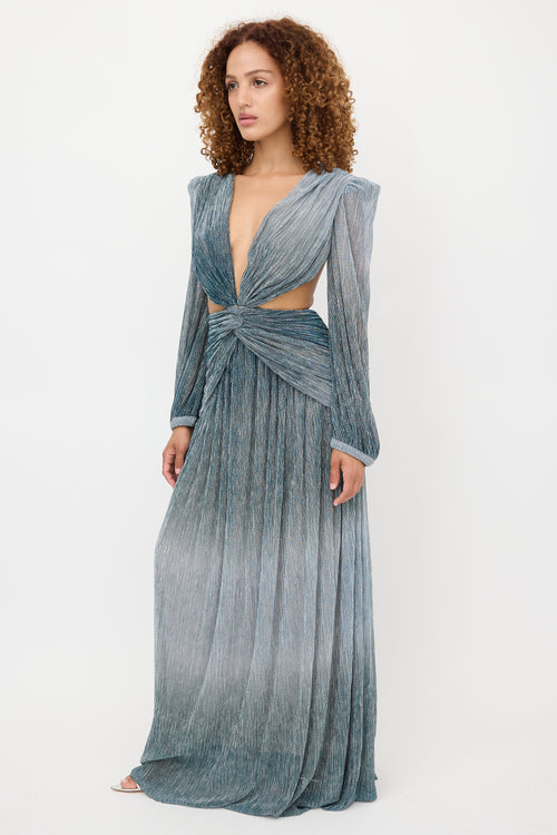 Patbo Metallic Plissé Cutout Dress