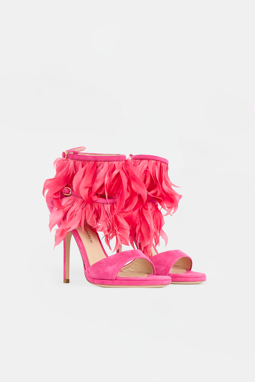 Paul Andrew Suede & Feather Sandal