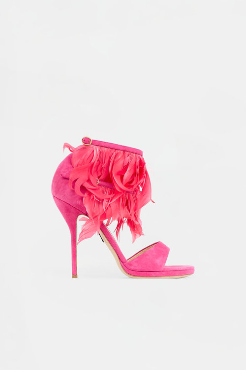 Paul Andrew Suede & Feather Sandal