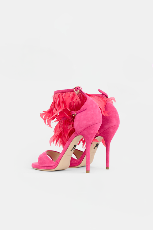 Paul Andrew Suede & Feather Sandal