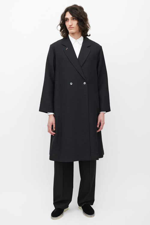 Paul Smith Black & Pink Trimmed Textured Cotton Coat