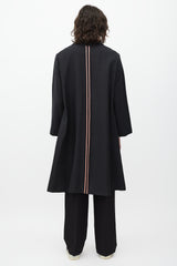 Paul Smith Black & Pink Trimmed Textured Cotton Coat