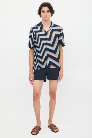 Paul Smith Light Blue & Multicolour Zigzag Shirt