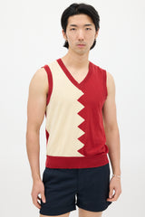Paul Smith Red & Cream Zig Zag Knit Vest