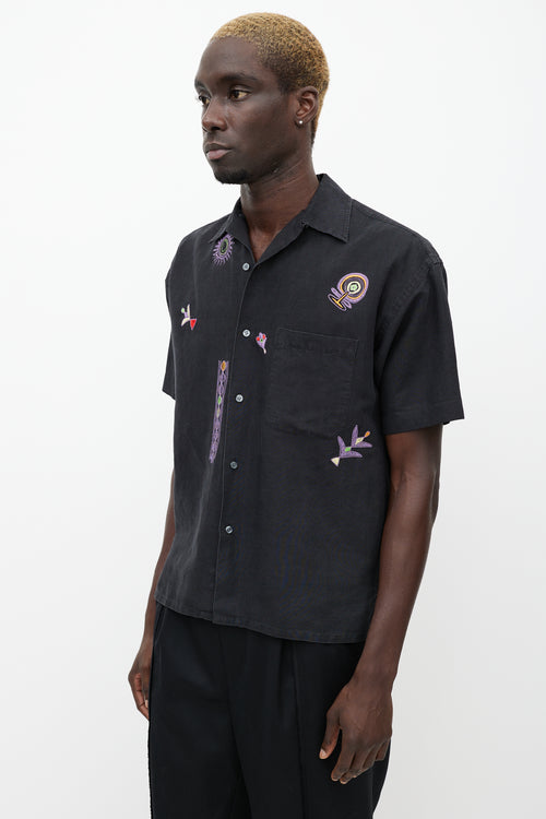 Paul Smith Vintage Washed Black Embroidered Shirt