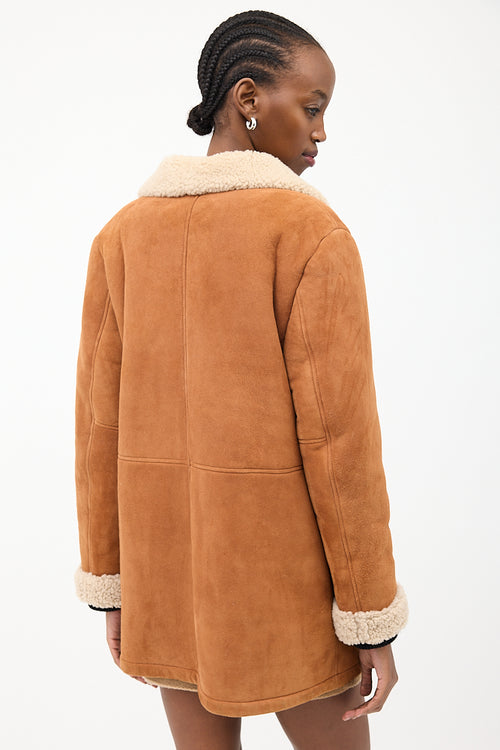 Paul & Joe Brown Suede Sherpa Lined Coat