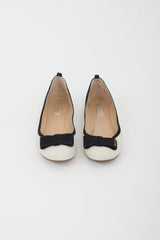 Paul Smith Beige Leather & Black Suede Bow Flat