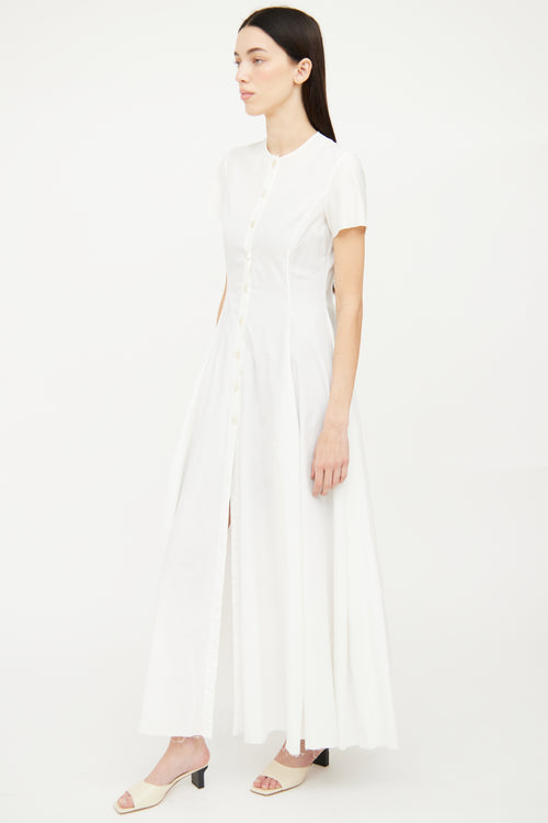 Peachoo + Krejberg White Button Front Maxi Dress
